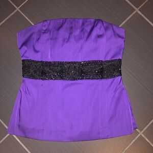Strapless Purple & Black Beaded Top